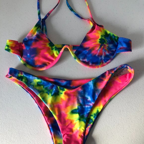 Swimsuit Shein, Tie Dye, 2pcs bikini Fashion Beach - Picture 2 of 6